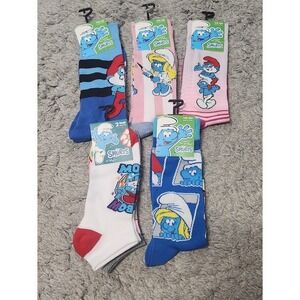 Smurfs Socks 6 pairs Mens Unisex Size US 7-12 2025 NEW crew & no show